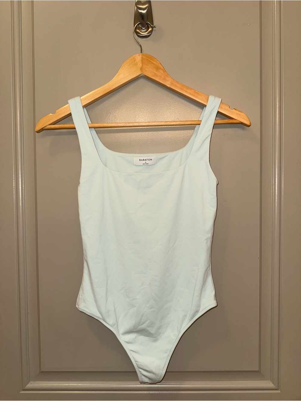 Aritzia Babaton Light Blue Square Neck Bodysuit
